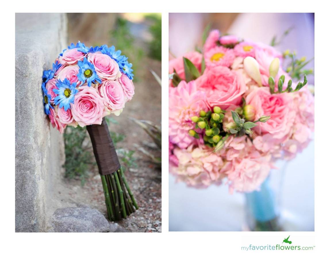 pink and blue wedding flowers